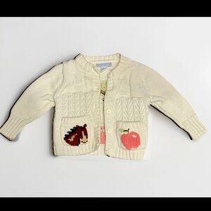 Lands’ End Baby Knit Cardigan Sweater Horse Apple 6M